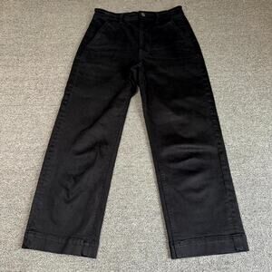 Everlane Utility Pants Womens 2 Black Cropped High Rise Pockets Straight Leg
